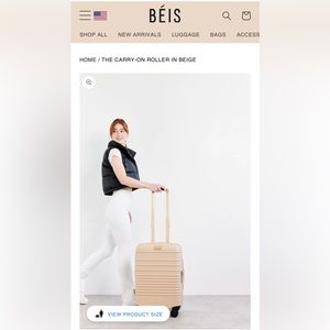 Brand new still in the box BEIS carry-on roller in beige.
